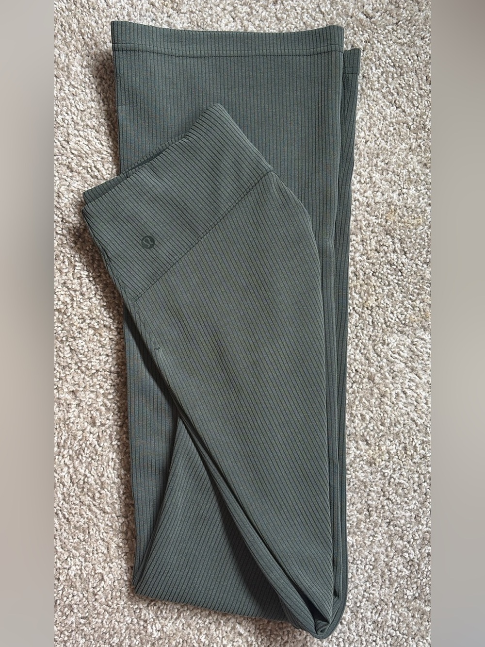 lululemon athletica Women's Olive Ribbed softstreme Flare Leggings